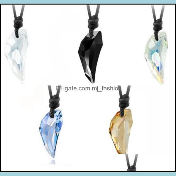 Mticolor Fangs Forme Cristal Pendentif Hommes Femmes Européenne Loup Dents Longue Corde Chaîne Colliers Couples Jewe Mjfashion Dhhd3