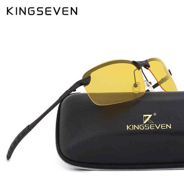 Sonnenbrille KINGSEVEN Nachtsichtbrille Fahren Polarisierte Sonnenbrille für Herren Auto Fahrbrille Anti-Glare Legierung Rahmen Brille Nacht T220831