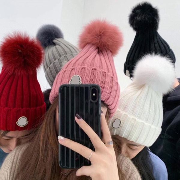Beanie Kafatası Kapaklar Örme Şapka Tasarımcısı Erkek Kadın Kış Şapkaları için 6 Renk En Kaliteli