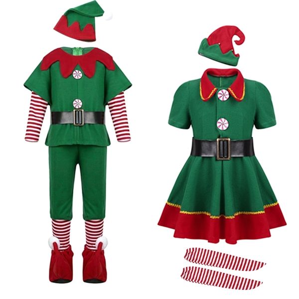 Ocasões especiais Costume do Papai Noel de Natal Elf Green Elf Cosplay Festa do Carnaval Ano de Casa Fantasia para Meninas Meninas Meninas 220830