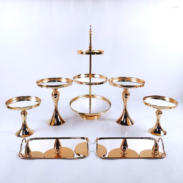 Bakeware Tools Gold Silver 7-10 PCs Crystal Metal Wedding Stand Stand Rack Holiday Party DisplayTray Cupcake Plate