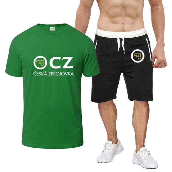 Tute da uomo 2022 CZ Ceska Zbrojovka Czech Firearms T-shirt da uomo estiva da uomo casual Short Sports Running Basketball Training Print Suits