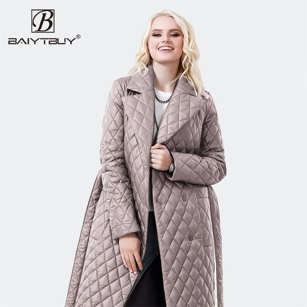 Женские пуховые парки BAIYTBUY, весенняя хлопковая стеганая длинная куртка-пуховик для женщин, зимняя куртка, женская осенняя одежда, женское пуховое пальто 220830