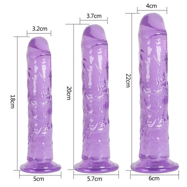 DildosDongs 3 Size Translucent Soft Jelly Big Dildo Realistico Fake Dick Penis Butt Plug Giocattoli del sesso per donna Uomo Vagina Massaggio anale Prodotto 220831