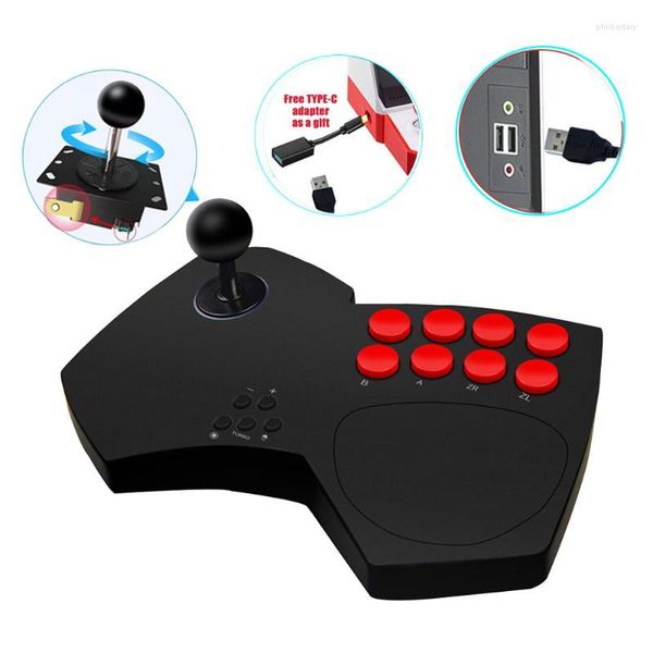 Controladores de jogo USB Wired Joystick Retro Arcade Station Games Games Console Rocker Fighting Controller para Android Phone PC TV Gaming