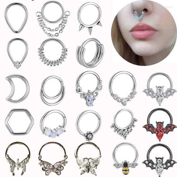 Vücut Takı Kelebek Burun Piercing Halkası Nase Septum Titanyum Çelik Nariz Kulak Kıkırdak Tragus Goth Nez Opal