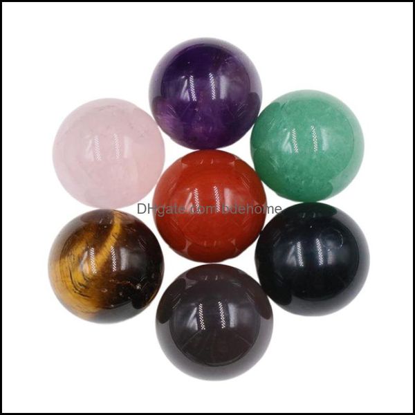 Pietra 25Mm Sfera di pietra Ametista Quarzo rosa Agata Ornamenti vegetali naturali Chakra Pezzi di yoga Pietre Creazione di gioielli Accessori 2244 T Dhvri