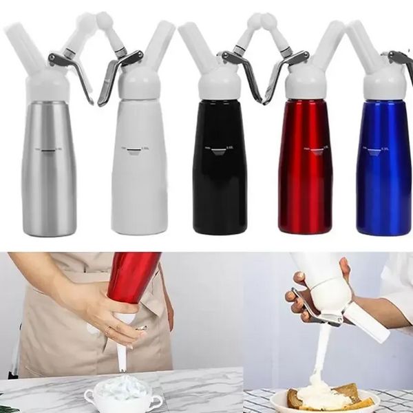 500 ml Metallkuchen -Werkzeuge N2O -Spender Creme Whipper Kaffee Dessert Saucen Eisbutter Peitsche Aluminium Edelstahl gepeitscht frischer Sahne Schaumhersteller p0831