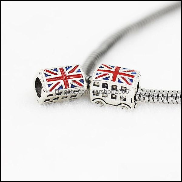 Charms British Bus Oil Grop Charm Bead 925 Sier banhado a j￳ias femininas Design deslumbrante estilo europeu para pulseira DIY 51 W2 DR DHMOE