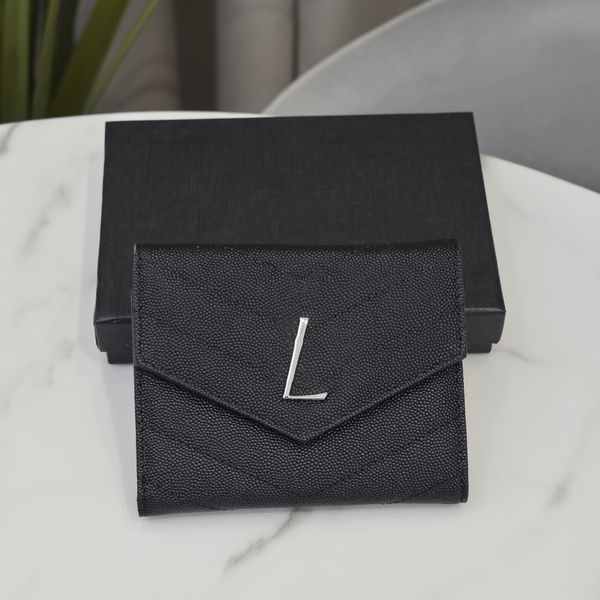 Carteira feminina caixa original bolsas de couro real de luxo caviar Porta-cartões Titular curto único clássico bolso com zíper bolsa longa Porta-cartões Carteiras de designer