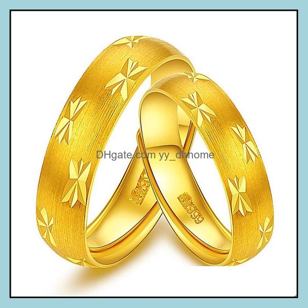 Paar Ringe Mode und exquisite Paar vergoldet Ring Paar Sternenhimmel Auto Blumen für Liebhaber helle Liebeslied Ringe Drop De Yydhhome Dhthm