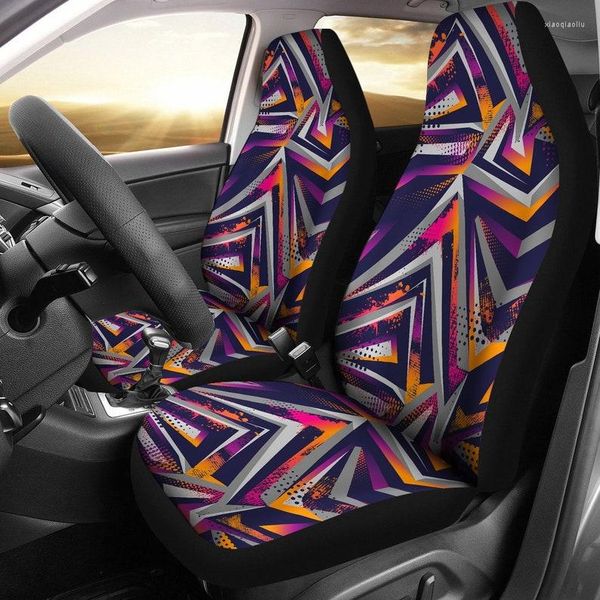 Coprisedili per auto colorato viola arancione arte astratta coppia 2 accessori per protezioni anteriori