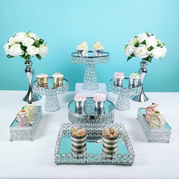 Bakeware Tools 6-9pcs/lot Cup Cake Stand con piastra supporto per matrimonio specchio acrilico set completo oro argento vestito