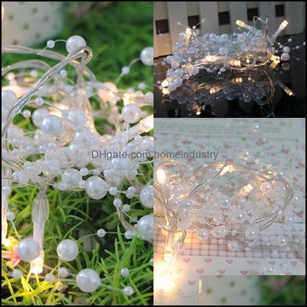 Decorazione per feste White Pearl String Festival Light Led Snow Fallled Party Lamp 10 Lights Plastica decorativa 11 4Yf L2 Dr Homeindustry Dhvje