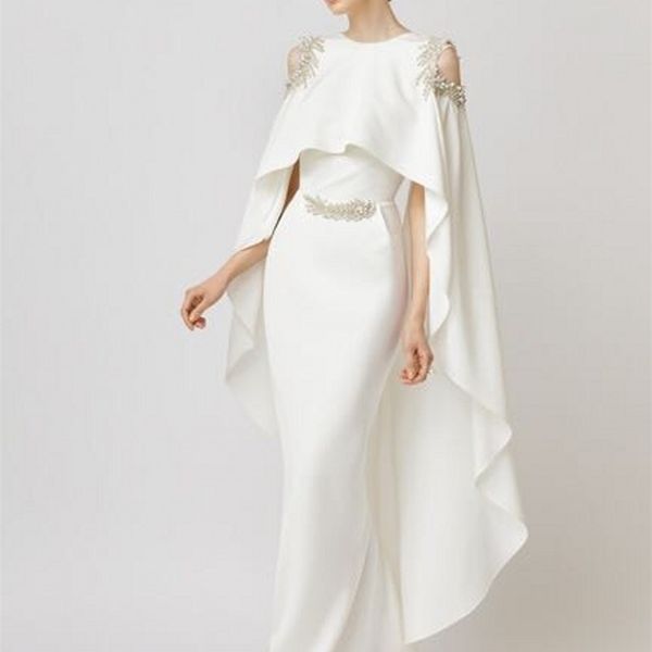 Partykleider Abendkleider Elegante Weiße Abendkleider Lang Mit Schal Sa 220823