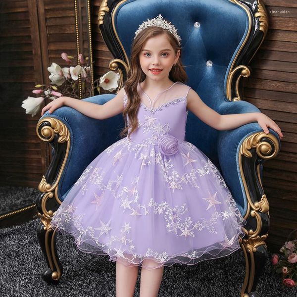 Девушка платья сладкая воспоминания фиолетовая голубая розовая белая танцевальная свадебная вечеринка 2022 Цветочное платье кружевное вышивание детских платьев на день рождения