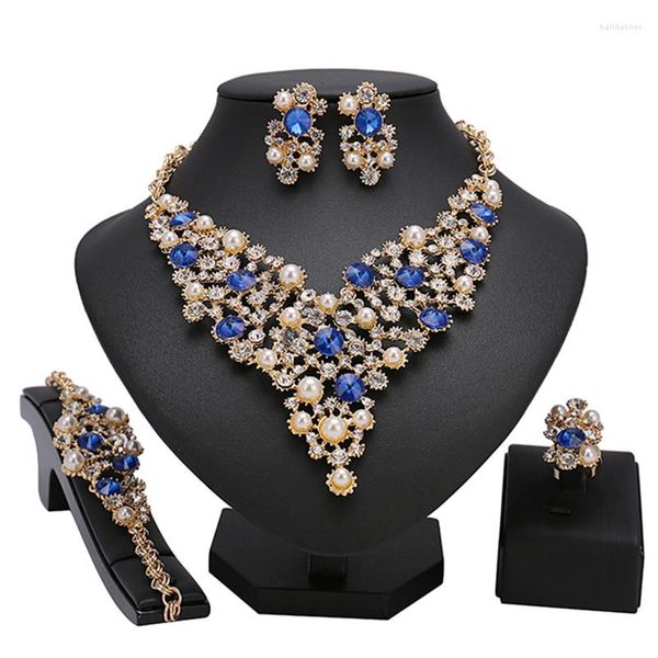 Collana Orecchini Set Longqu Exquisite Dubai Oro Gioielli colorati Matrimonio nigeriano Donna Accessori Perline africane Costume Se