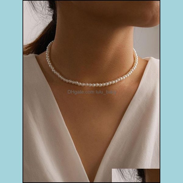 Perlenketten 20 stück elegante weiße imitation perle halsband halskette große runde hochzeit für frauen charme modeschmuck 551 q2 lulubaby dhjz3