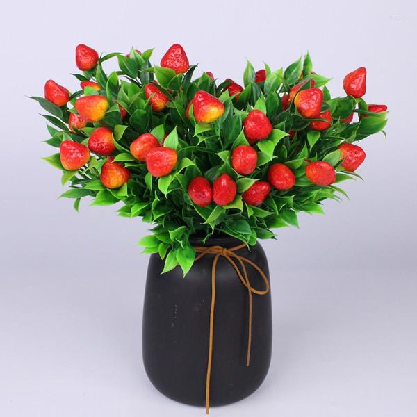 Flores decorativas 5 Fork para fruto simulado Árvore frutífera Apple Plástico flor laranja vermelha cereja jardinagem decoração de casa