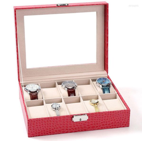 Scatole per orologi Custodia speciale per donna Amica femminile Orologi da polso Scatola portaoggetti Raccogli rosa Pu Leather 6/10/12 Grid Fashion Cabinet Gift