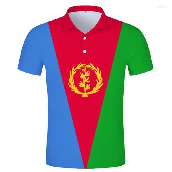 Polo da uomo Bandiera Eritrea Camicia da uomo a maniche corte Nome personalizzato gratuito Numero Eri Felpa in jersey dello stato Vestire