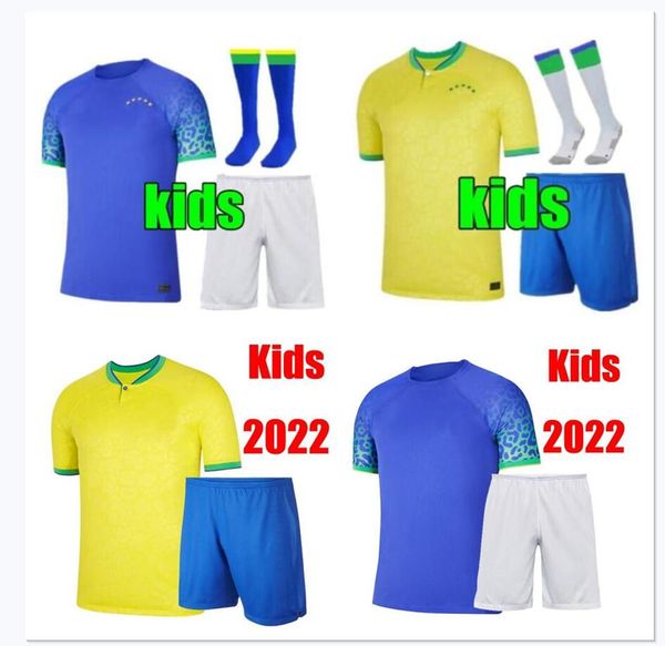 Kinderset 22 23 Brazils VINI JR. Fußballtrikot 2022 Brasilien CASEMIRO NEYMAR J R Nationalmannschaft G.JESUS P.COUTINHO Trikot Auswärtstrikot L.PAQUETA T.SILVA PELE MARCELO Fußballuniform