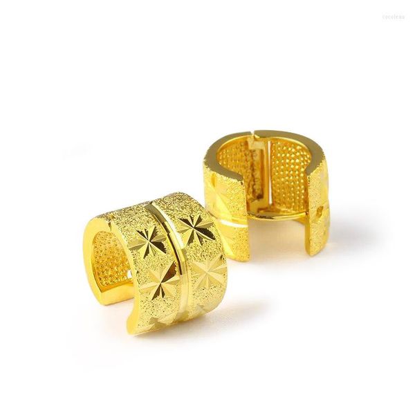 Brincos de argola mxgxfam bordado tradicional para mulheres de moda estilo simples 24 k cor de ouro puro