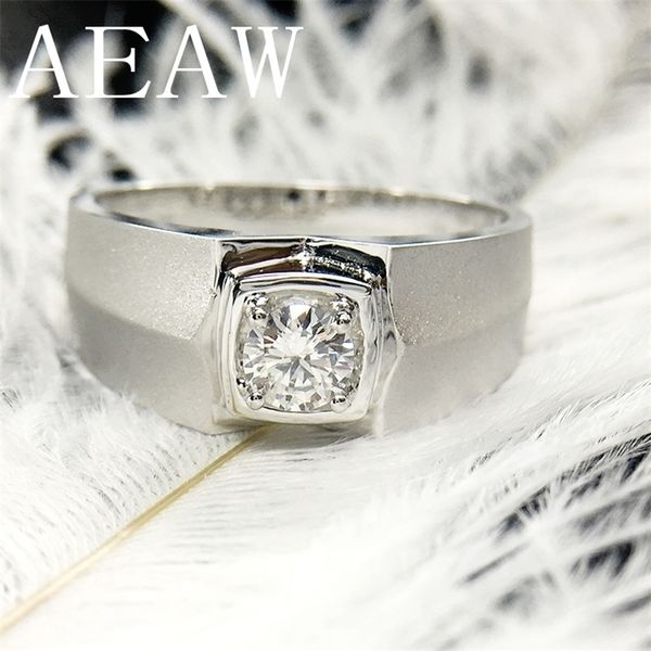 Anello solitario Fedi nuziali AEAW Brilliance Genuine 14k 585 White Gold 1 ct F Color Engagement For Man Men 220829