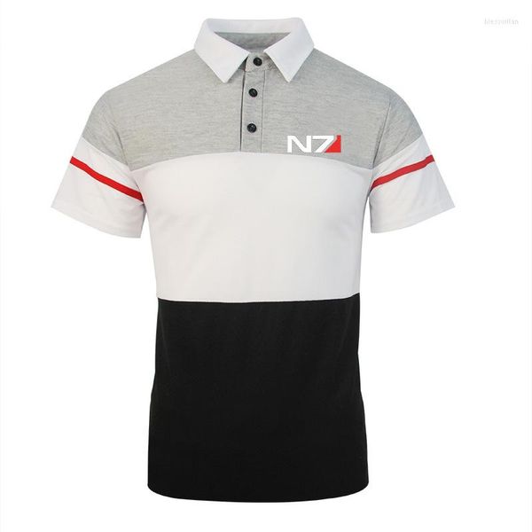 Herren Polos 2022 Mass Effect N7 Hochwertige Herrenhemden Social Business Kurzarm-Harajuku-Tops