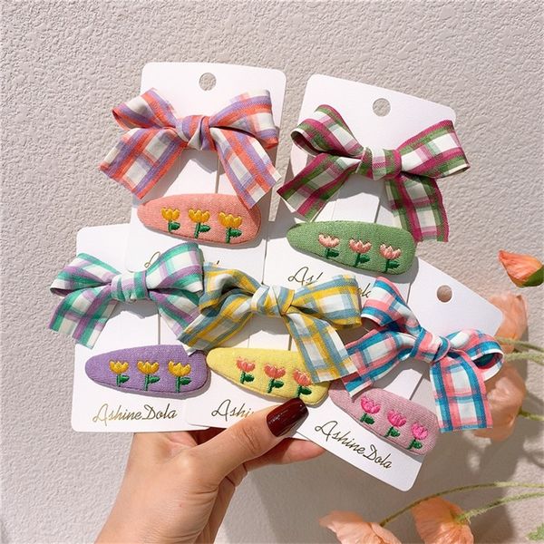 Plaid Butterfly Hairpins Hairclips for Girls Hair Accessori per bambini Styling Tools Barrettes Kids Bow Head Wear 2 pezzi 20220831 E3