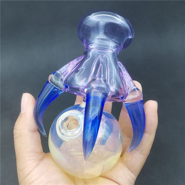 Dragon Claw Orb Water Bong Narghilè Narghilè 10mm Giunto femmina Tubo gorgogliatore CCG Becher Tubo Blu Impianti petroliferi Craftbong Per fumare Quarzo