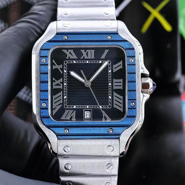 S19 Watch Men de luxo Dial preto 38mm 904L Montres Sapphire Glass Roman Numbers