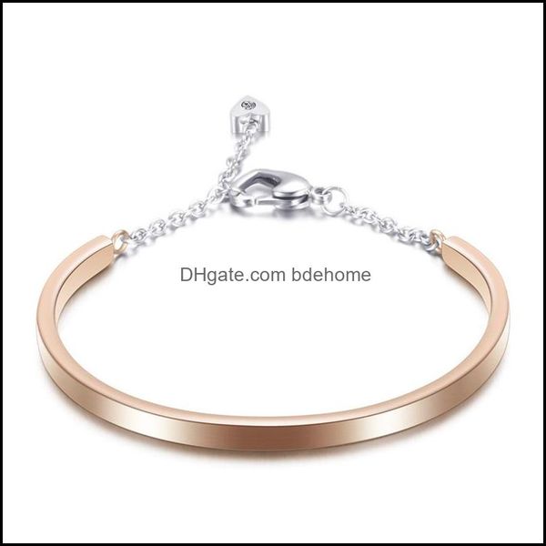 Bangle Bangle Fashion Color oro Sier Acciaio inossidabile Crystal Bangels Bracciali per catene da donna 3389 Q2 Drop Delivery 2021 Gioielli Bd Dhbf1