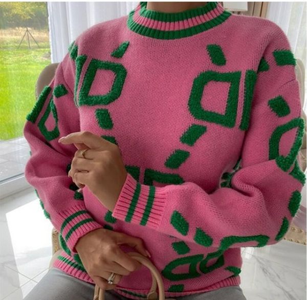 Suéter rosa mulheres pulôver de inverno fêmeas de malha de malha de malha de malha de manga longa casual y2k lady green woman jerseys