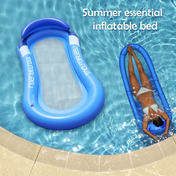 PVC inflável flutuante linha dobrável piscina verão festa praia água float cama espreguiçadeira cadeira piscina colchões de ar