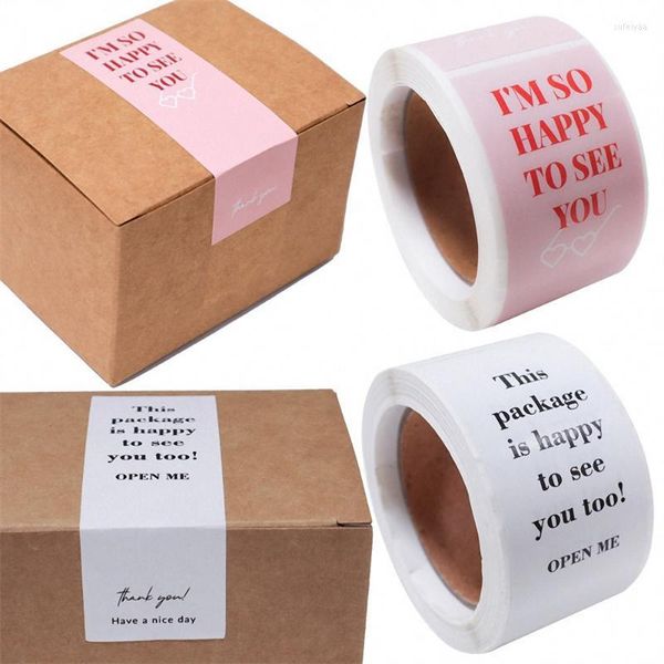 Embrulho de presente 100pcs/roll packaging rótulos Este pacote está feliz em ver que você decoração de adesivos agradecem material de festa do selo