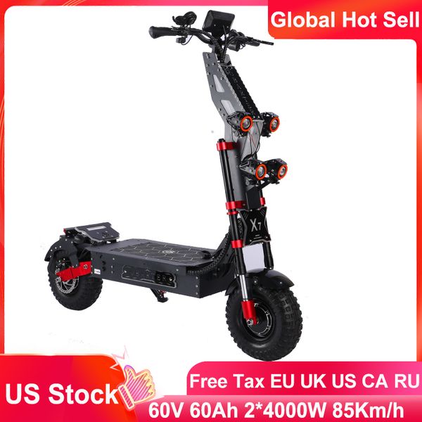 ABD Stok Obarter X7 14 inç Scooter 60V 60AH Çift Motor 8000W En Hız 85km/H Güçlü Yetişkinler Elektrikli Scooter Hidrolik Şok Emilim