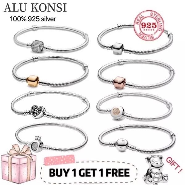 Armreif ALU KONSI 100% Luxus 925 Sterling Silber Krone Armband für Frauen Fit Original Charms Armreif DIY hochwertiger Schmuck 220831