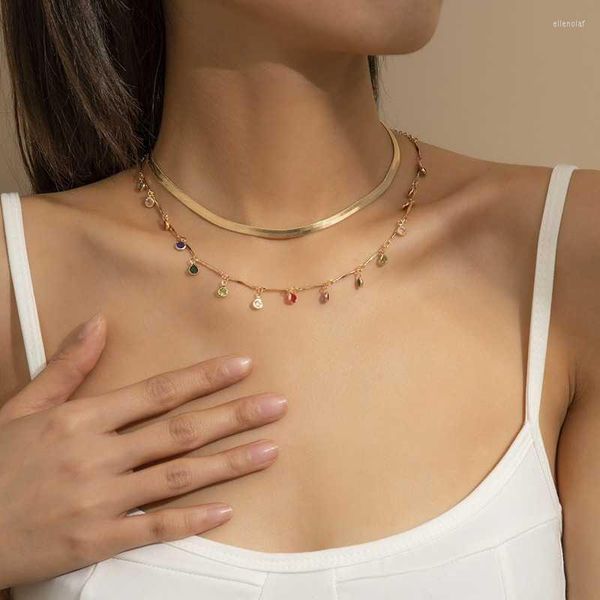 Chaker Double Cayer Gold Chain em torno do colar de pescoço estético Mulheres Recursos Recursos para Acessórios para Parques da Lady