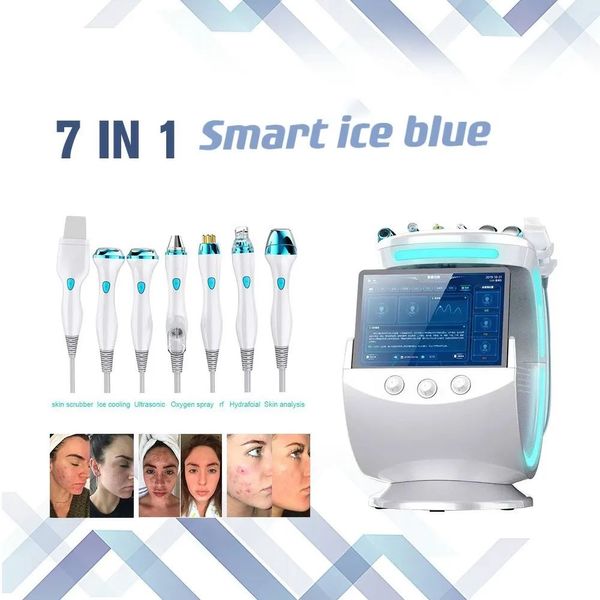 Sauerstoff-Gesichtssprühgerät, Hautwäscher, Hydra-Dermabrasion, bipolare HF-Kamera, Gesichtsscanner, Schönheits-Hautmanagementsystem, Smart Ice Blue