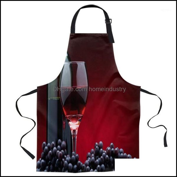 Grembiuli Grembiuli Vino rosso Uva Frutta Stampato Cucina Cottura Cottura Tela Senza maniche Per Donna Uomo Bambini Casa Delantal Coc Homeindustry Dh23M