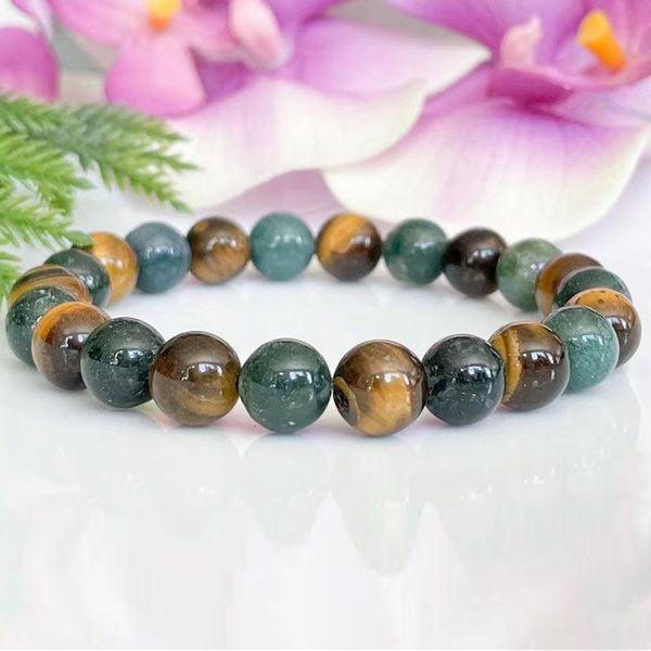 MG1549 Strand Moss Agate Tiger Stone Bracciale con perline Cristalli curativi Balance Gemstone Yoga Bracciale Fashion Womens Luck Jewelry