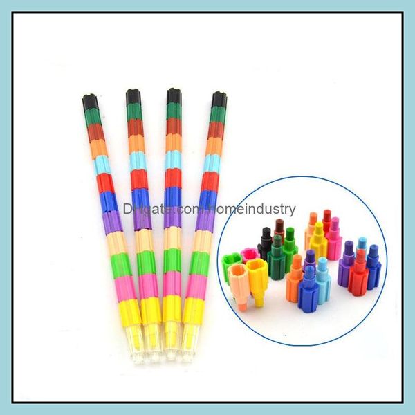 Altre penne impilabili costruibili 12 colori pastelli collegare impilare e costruire lateralmente bomboniere giocattolo per bambini blocco di costruzione Wj084 Drop D Dhjhr