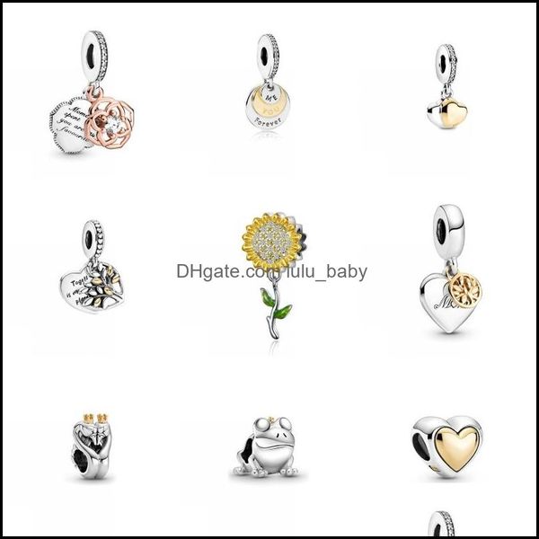 Lulubaby Dhi9E Perlenkappen 925 Sterling Silber Circar Perlenkappen Goldenes herzförmiges Geburtstags-Charm-Armband DIY-Schmuckherstellung 20220301 T2 Drop