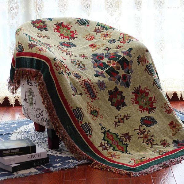 Fodere per sedie Nordic 100% cotone Copridivano Asciugamano con girasole Jacquard Coperta per divano/sedia Antiscivolo Vintage