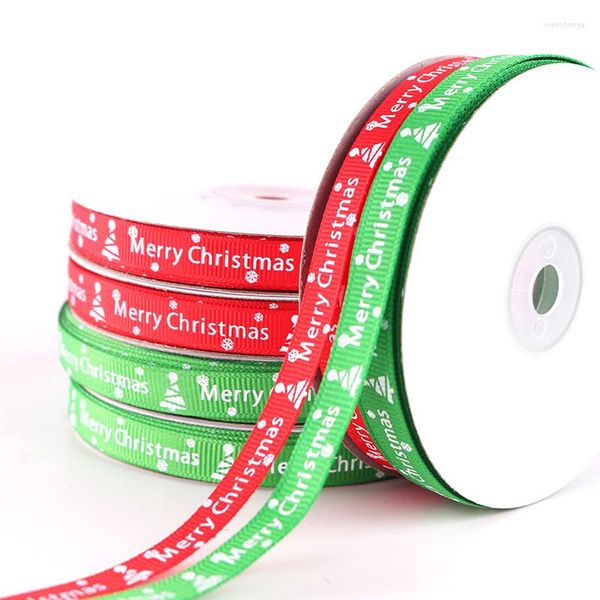 Decorações de Natal 1Roll 22m 1cm Ribbon Grosgrain Gifts Decorativa Bolsas de embalagem Caixa Caixa de cetim artesanato