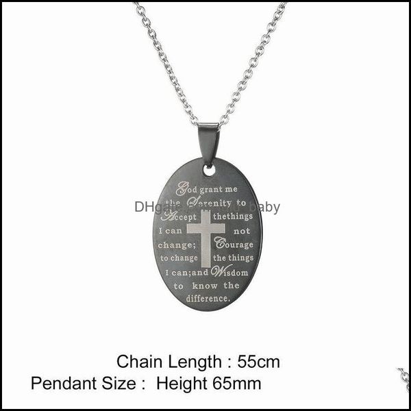 Colares pendentes 30pcs ora￧￵es de serenidade Jesus cruzar a￧o inoxid￡vel pingents colar de Deus crist￣o conceda -me j￳ias gota de lulubaby dhcff