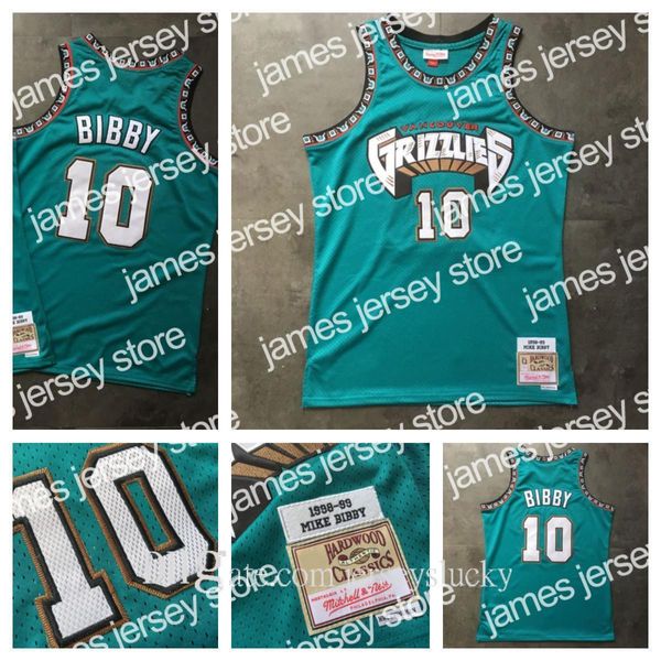 Jerseys de basquete Retro Men JerseysMemphisGrizzlies10 Mike Bibby Mitchell Ness Hardwoods Classics 1998-99 Jersey bordada verde