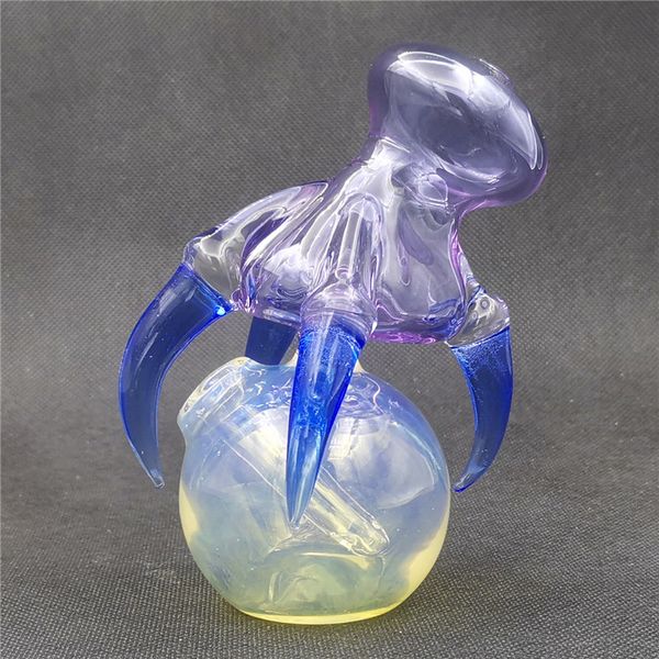 Стеклянная вода бонги Бонгс кальян с 10 -миллиметровым женским соединением фиолетового когтя Дракона Орб -бабчик с шариком CCG борициликатный
