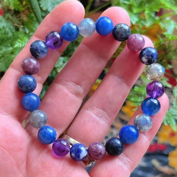 MG1619 Strand New Design Womens Third Eye Chakra Wrist Mala Natural AAA Grade Kyanite Labradorite Bracciale con ametista Gemma naturale Gioielli fatti a mano